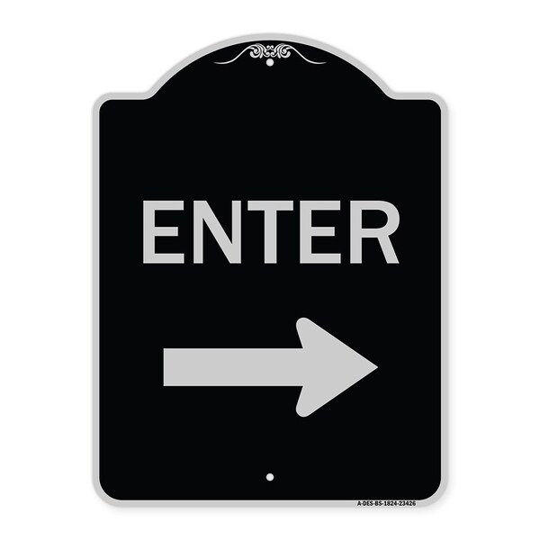 Parking Lot Enter Right Arrow Heavy-Gauge Aluminum Architectural Sign, 24" x 18", BS-1824-23426
